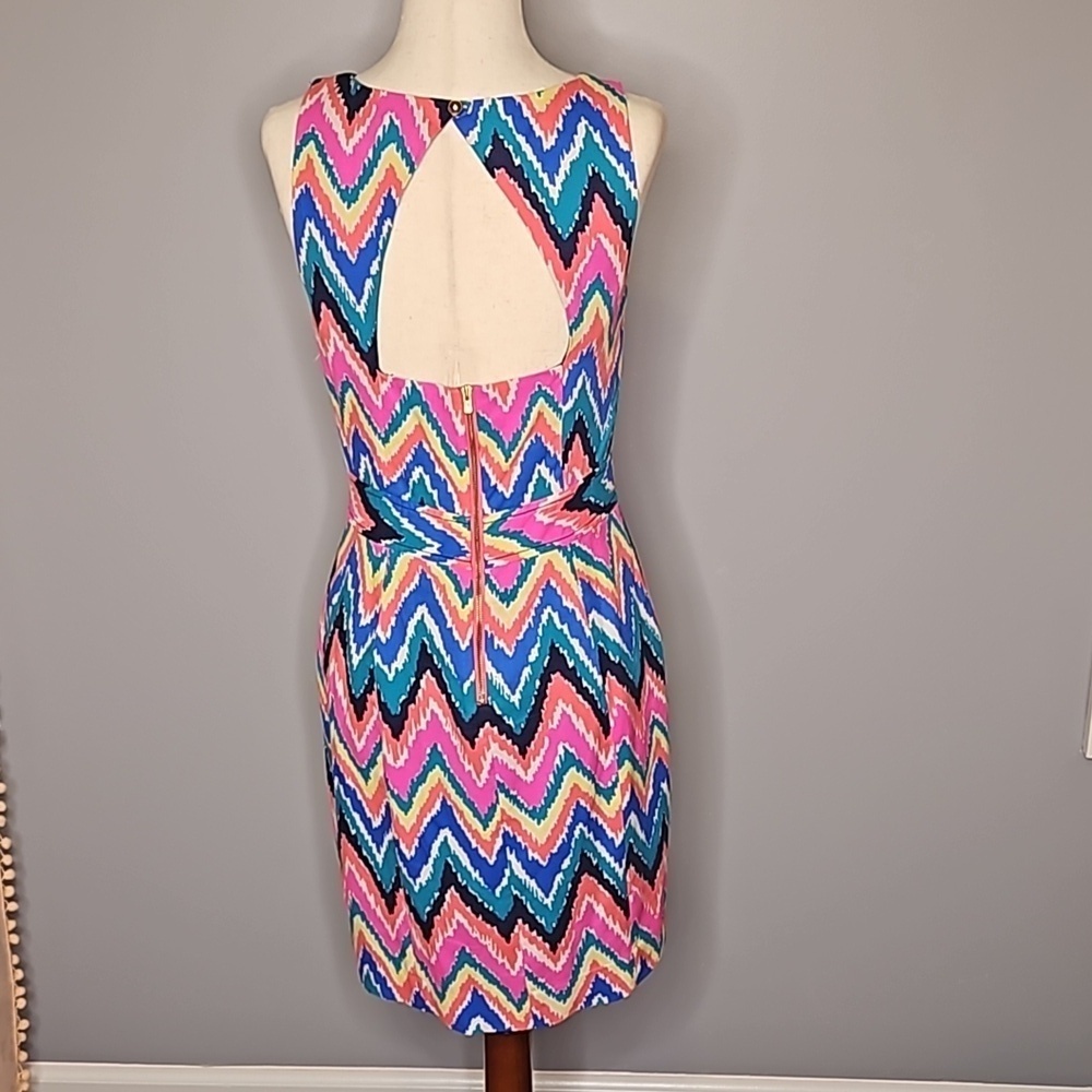 Lilly Pulitzer Kirkland Hearts a Flutter Chevron Keyhole Back Colorful Dress - Picture 5 of 8